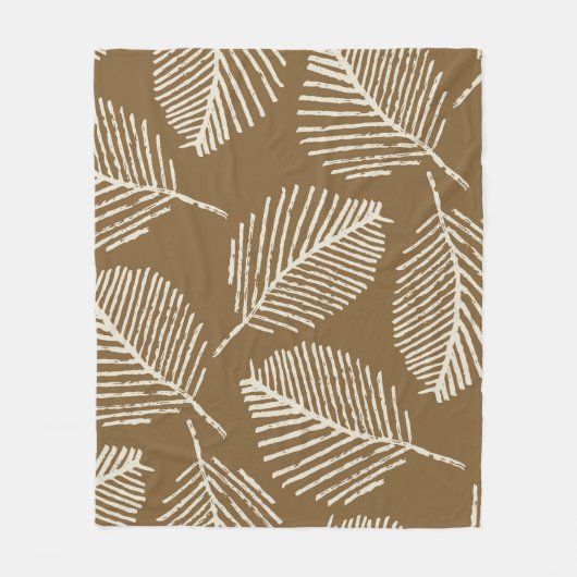 Couverture Polaire Impression mono feuille, brun caramel, sans soudur (Devant)