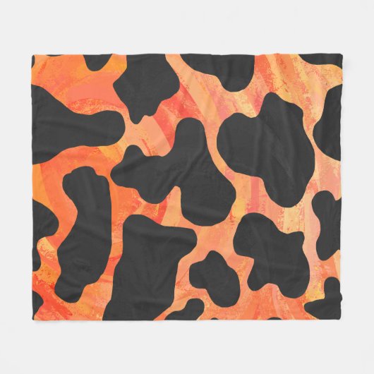 Couverture Polaire Impression noire et orange de vache (Devant (Horizontal))