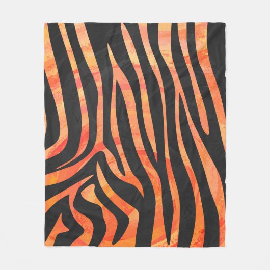Couverture Polaire Impression noire et orange Zebra (Devant)