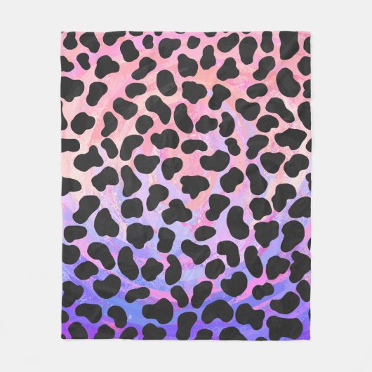 Couverture Polaire Impression noire et rose dalmate (Devant)