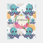 Couverture Polaire Impression octopus bleu mou (Devant)