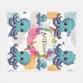 Couverture Polaire Impression octopus bleu mou (Devant (Horizontal))