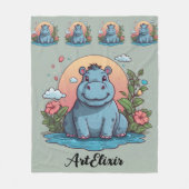 Couverture Polaire Impression Pittoresque Hippopotame (Devant)