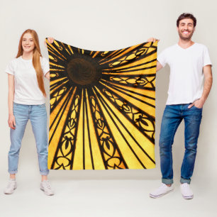 Couverture Polaire Impression radiale jaune et noire