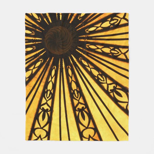 Couverture Polaire Impression radiale jaune et noire (Devant)