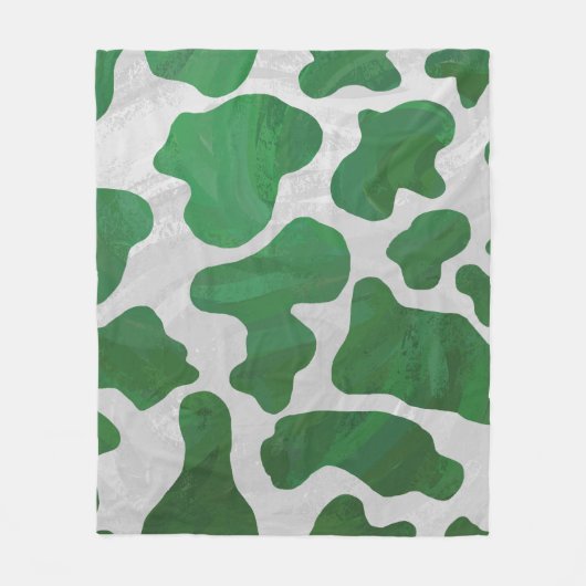 Couverture Polaire Impression verte et blanche de vache (Devant)
