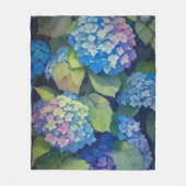 Couverture Polaire Impressionniste Blue Hydrangeas (Devant)