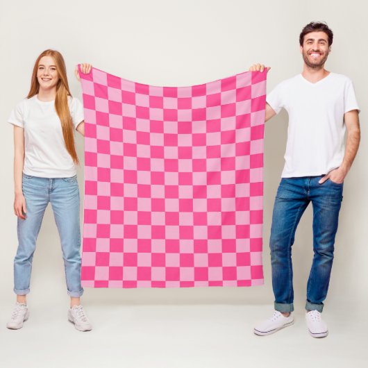 Couverture Polaire Imprimé à carreaux rose (En situation)
