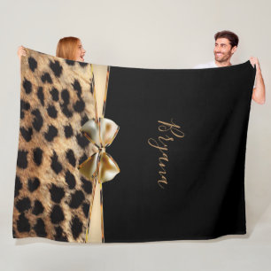 Couverture Polaire Imprimé animal noir et or léopard guépard