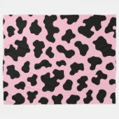 Couverture Polaire Imprimé cuir de vache noir et rose (Devant (Horizontal))