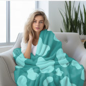 Couverture Polaire imprimé de vache turquoise