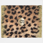 Couverture Polaire Imprimé guépard léopard paillettes or monogramme g (Devant (Horizontal))