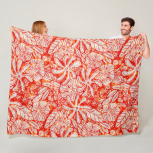 Couverture Polaire Imprimé hawaïen Naupaka ilima fleurs de tiare