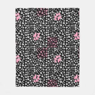Couverture Polaire Imprimez les pattes motif NS 01b. BG noir
