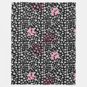 Couverture Polaire Imprimez les pattes motif NS 01b. BG noir
