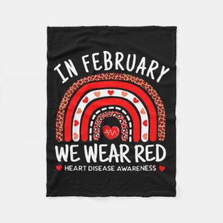 Couverture Polaire In February We Wear Red Rainbow Heart Disease Awar