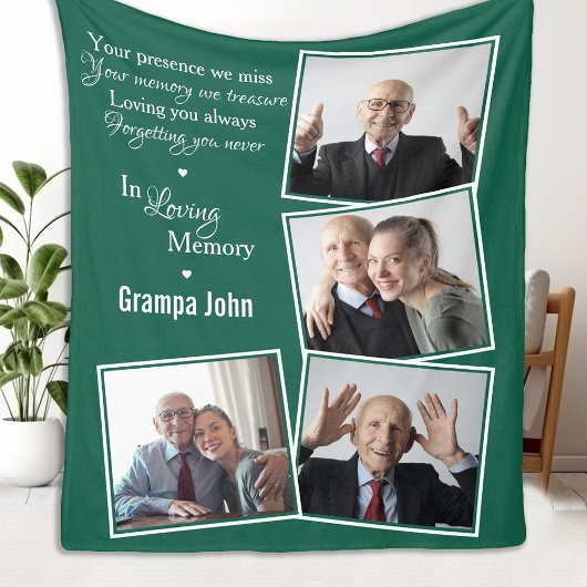 Couverture Polaire In Love Memory Modern Green Photo Collage