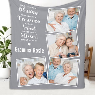 Couverture Polaire In Love Memory Modern Grey Photo Collage