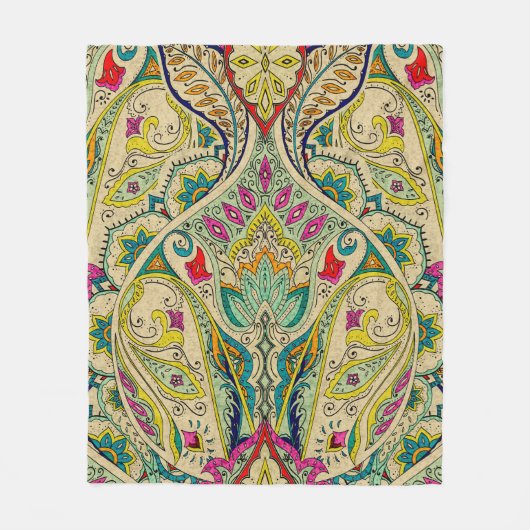 Couverture Polaire India seamless paisley pattern, decorative border. (Devant)