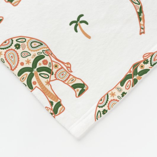 Couverture Polaire Indian Floral Paisley Ornate Elephants (Coin)