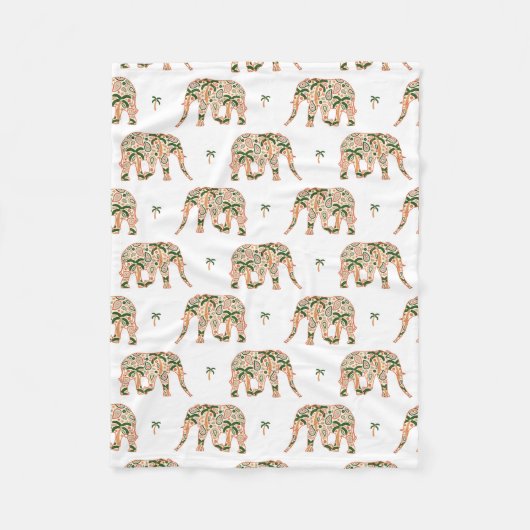 Couverture Polaire Indian Floral Paisley Ornate Elephants (Devant)