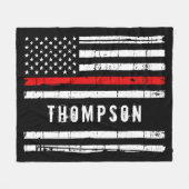 Couverture Polaire Indicateur de pompier personnalisé Mince ligne rou (Devant (Horizontal))