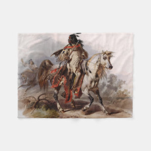 Couverture Polaire Indien Blackfoot sur le cheval Arabe étant chass