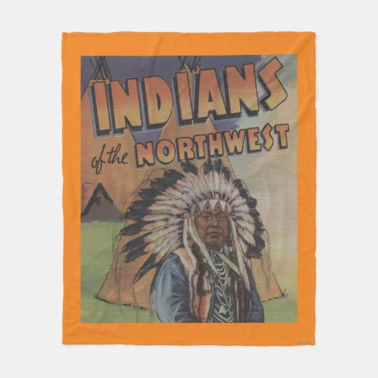 Couverture Polaire Indiens du nord-ouest - chef indien et Teepee (Devant)