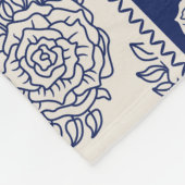 Couverture Polaire Indigo Bleu Beige Floral Patchwork (Coin)