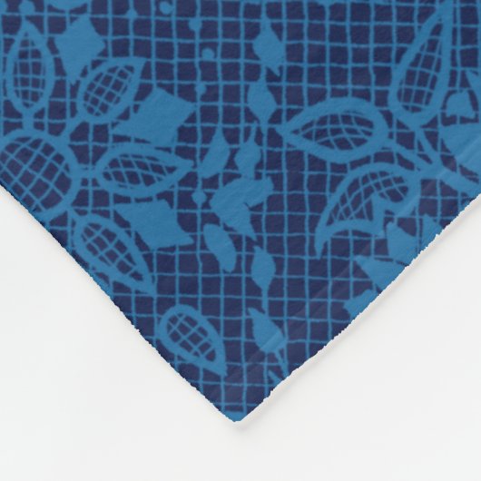 Couverture Polaire Indigo Blue Floral Faux Lace Motif (Coin)