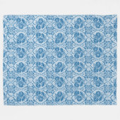 Couverture Polaire Indigo Blue Floral Faux Lace Motif (Devant (Horizontal))