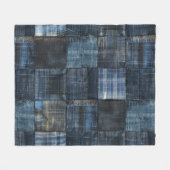 Couverture Polaire Indigo Denim Patchwork Motif sans couture (Devant (Horizontal))