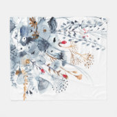 Couverture Polaire Indigo & Ochre - Fleurs aquarelles (Devant (Horizontal))