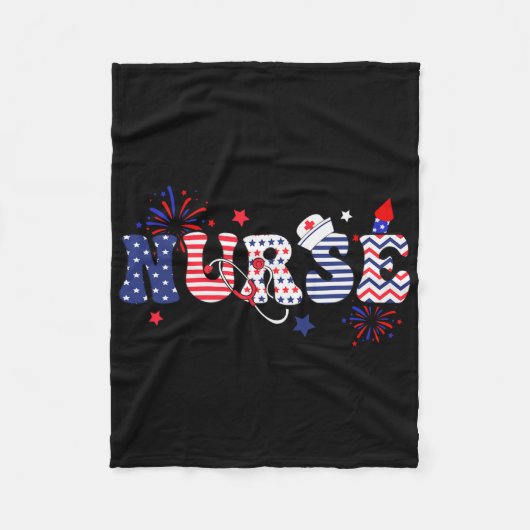 Couverture Polaire Infirmière 4 juillet patriotique (Devant)