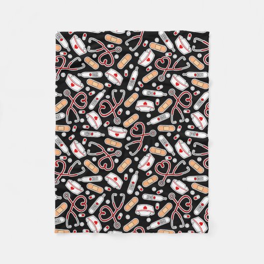 Couverture Polaire Infirmière Amour Imprimer Arrière - plan noir (Devant)