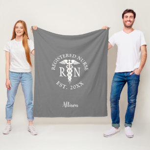 Couverture Polaire Infirmière autorisée Caduceus Grey Nom du diplômé