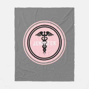 Couverture Polaire Infirmière Caduceus Médicale Blush rose Grey Perso