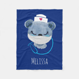Couverture Polaire Infirmière de l'ours mignonne portant un Masque Mé