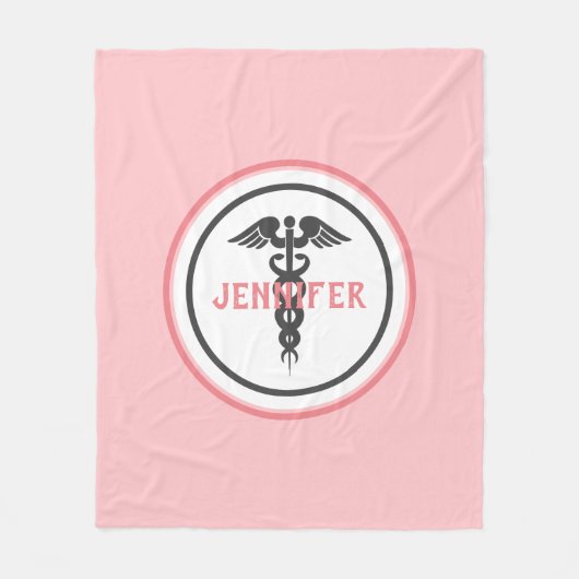 Couverture Polaire Infirmière Médicale Caduceus rose pâle (Devant)