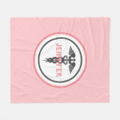 Couverture Polaire Infirmière Médicale Caduceus rose pâle (Devant (Horizontal))