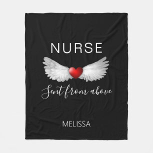 Couverture Polaire Infirmière Médicale Red Heart Angel ailes Custom