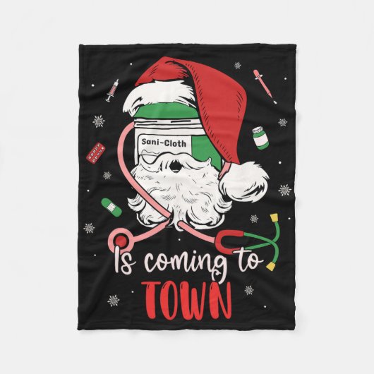 Couverture Polaire Infirmière Médicale Xmas Sani- Tissu Vient À (Devant)