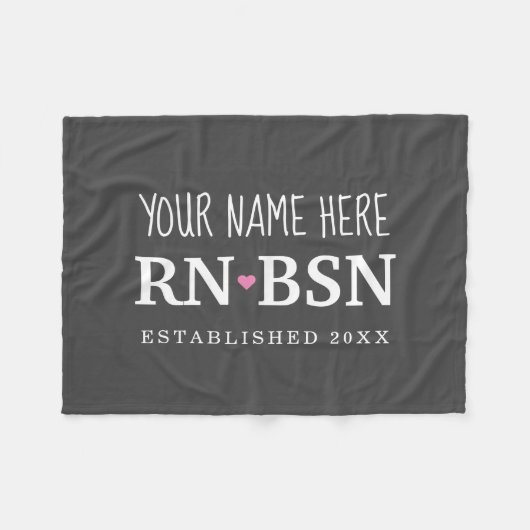 Couverture Polaire Infirmière RN BSN Simple Cute personnalisée (Devant (Horizontal))