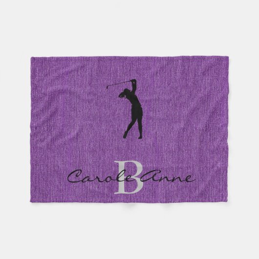 Couverture Polaire Initiale, Nom Golfeuse Imprimé Denim Violet (Devant (Horizontal))