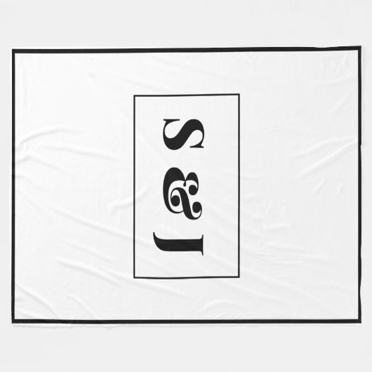 Couverture Polaire Initiales de gros monogrammes sur blanc élégant (Devant (Horizontal))