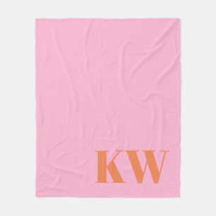 Couverture Polaire Initiales de monogramme rose orange moderne person