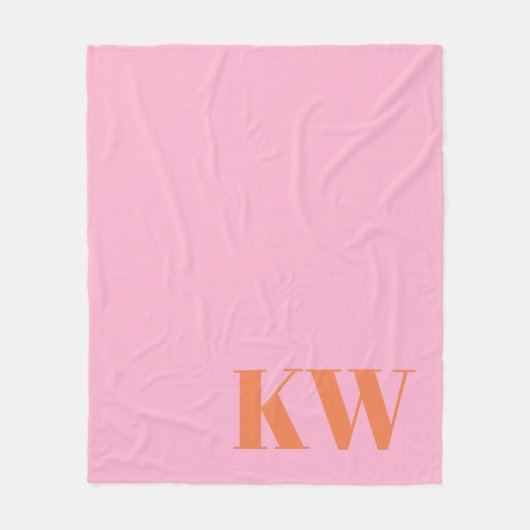 Couverture Polaire Initiales de monogramme rose orange moderne person (Devant)