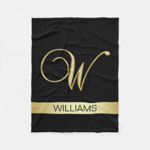 Couverture Polaire Initiales décorées d'un monogramme noires