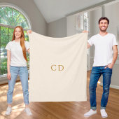 Couverture Polaire Initiales en crème beige monogrammée moderne