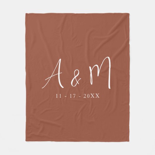 Couverture Polaire Initiales et date du Monogramme de calligraphie mo (Devant)